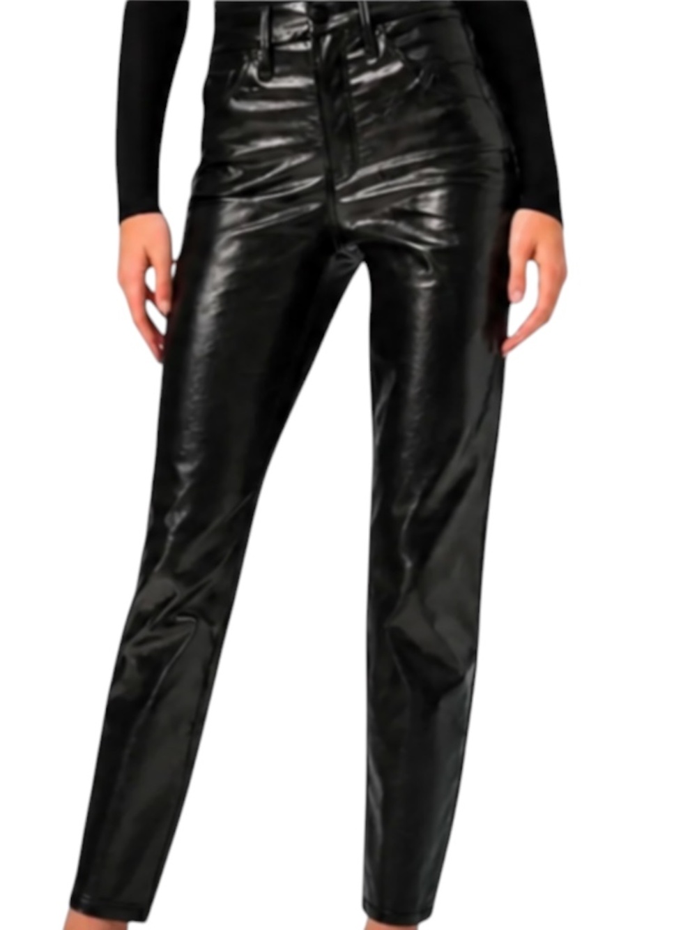 GOOD AMERICAN Classic Vinyl Faux Leather Skinny Pants Black001 Size 2/26 NWOT